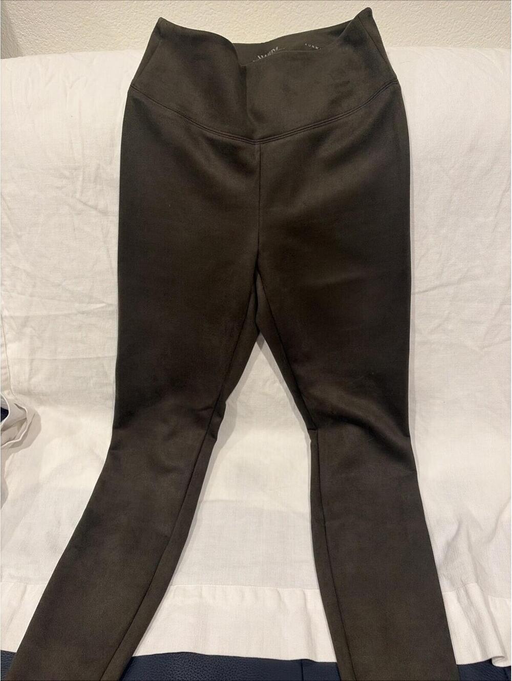 WHBM Runway Legging Size 14 Gray Velour / Faux Suede Pull-On Stretch Wide Waist